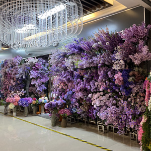 Vendita calda di qualità <span class=keywords><strong>viola</strong></span> <span class=keywords><strong>scuro</strong></span> fiori artificiali di nozze per il soffitto e le disposizioni decorazione - Product Image 1