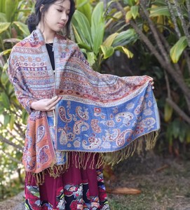 Usine directe Pasgmina élégant rétro châles pour femmes magnifique gland Jacquard écharpe personnalisable ethnique Poncho - Product Image 3