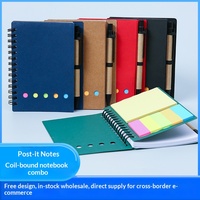 Ensemble de blocs-notes en papier kraft KE'MU, notes adhésives réutilisables avec stylo, reliure spirale, option cadeau, vente en gros personnalisée