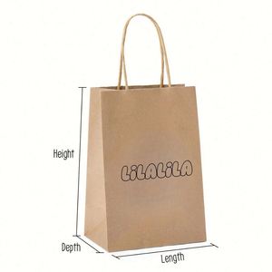 Sacs en papier kraft écologiques recyclés avec poignées brunes pour la vente à emporter, sacs cadeaux personnalisés, emballages artisanaux avec logo - Product Image 1