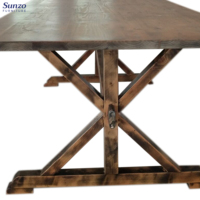Table de salle à manger rustique en bois massif avec pieds détachables, style antique, pour mariage en extérieur, hôtel de campagne et bar à domicile