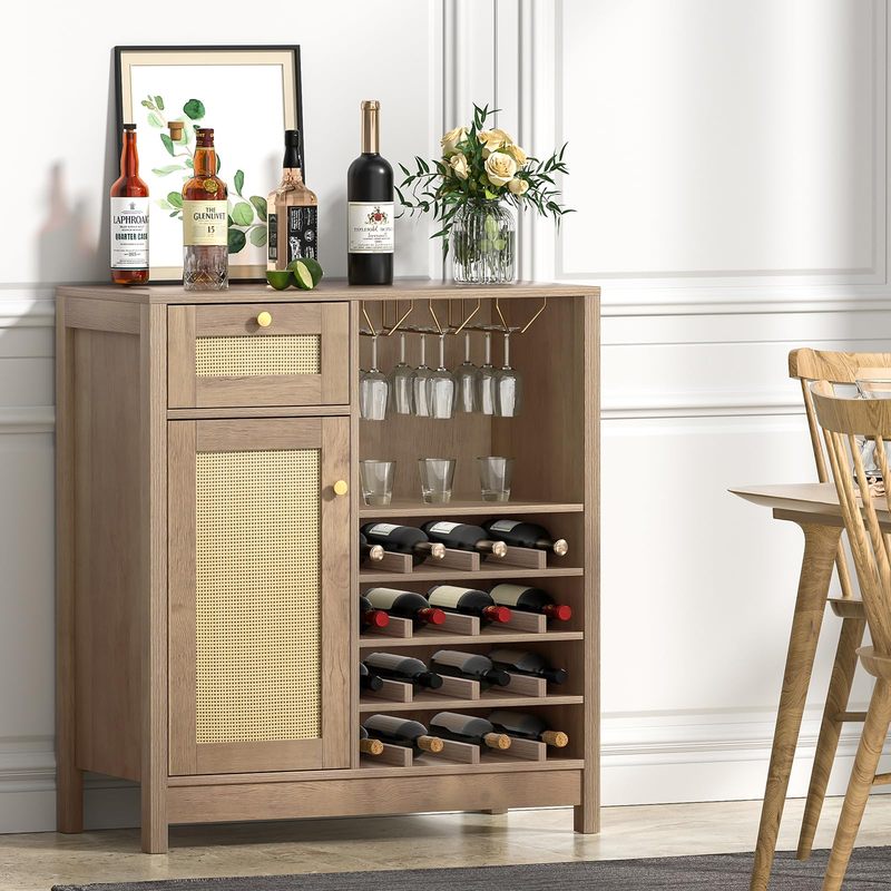 Farmhouse Rustic Liquor Sideboard Buffet Storage