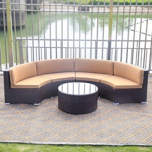 Pabrik furnitur nordic sofa restoran lounge taman luar ruangan rotan bulat taman teras sofa set furnitur luar ruangan - Product Image 2