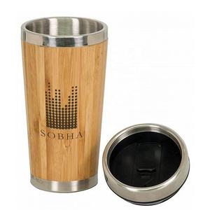 Tasse à café isotherme en bambou, acier inoxydable, 450 ml, anti-fuite, pour le camping en plein air - Product Image 5