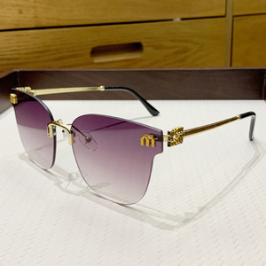Women Metal Frameless <b>Sunglasses</b> With M Logo <b>Gradient</b> Lens UV400 For Driving Outings Cycling Parties - Product Image 4