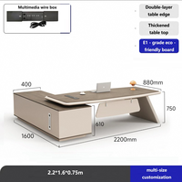 Ensemble table et chaise de bureau exécutif de luxe à panneau de bois à bas prix bureau de patron pour bureau de travail