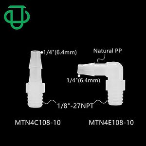 Pvdf Plastic 1/8-27npt Threaded External Straight Hose Connector For Rubber Flexible Connection 6.4 Mm Pipe Caliber - Product Image 4
