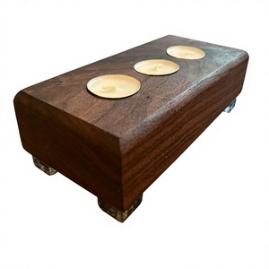Rectangular Wooden Eco-Friendly <b>Tea</b> Light Holder with Three Candle Slots Christmas Home Decoration Durable Handmade Candle <b>Stand</b> - Product Image 3