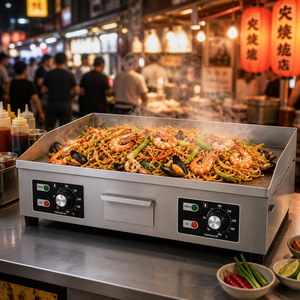 Dual Temperature Control Electric <b>Flat</b> <b>Top</b> <b>Griddle</b> 660mm Stainless Steel Independent Zone <b>Griddle</b> Machine for Restaurant Hotel - Product Image 1