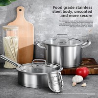 Kompor Induksi Tipe Lurus Bahan Stainless Steel, Cocok untuk Set Peralatan Masak Panci Dasar Ganda Gaya Cina, Baja Komposit Tanpa Lapisan