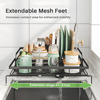 Égouttoir à vaisselle extensible pour comptoir de cuisine, organisateur de rangement pour assiettes, bols, tasses et ustensiles, design multifonctionnel