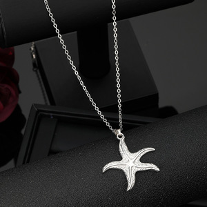 Collar con Colgante de Estrella de Mar, Plata, Acero Inoxidable, Joyería de Moda para Mujer, Cadena para Clavícula, Diseño Simple y Único - Product Image 4