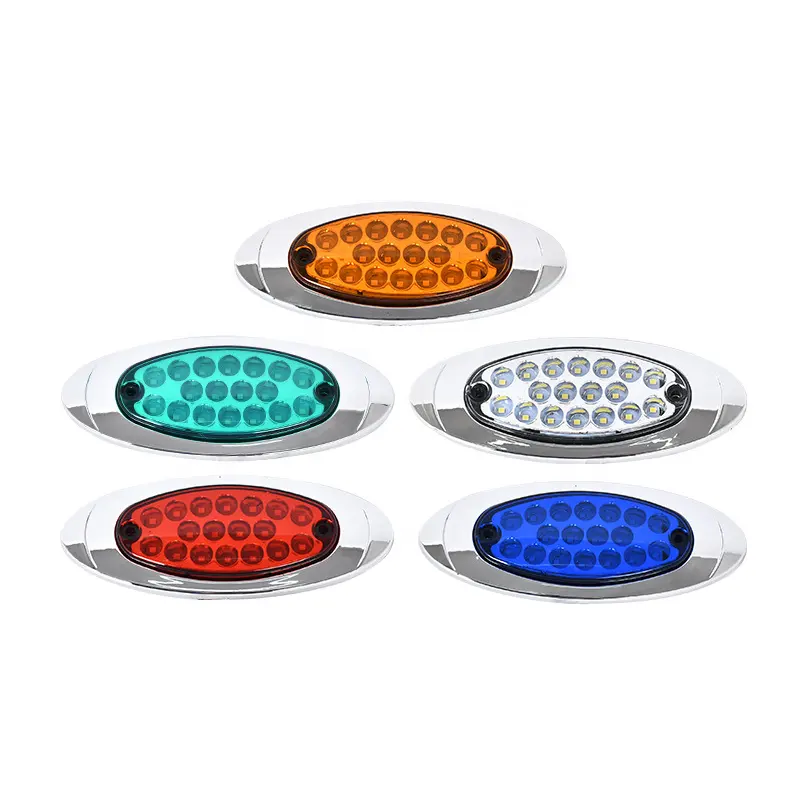 Oval Side Marker Light Chrome Bezel 18LED Outline Led Light Lamp White LED 24V Trailer Lights Truck Lorry Clearance Lamp