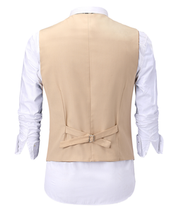 Traje de Hombre Casual Beige de 3 Piezas, Último Modelo 2025, Lujoso y Moderno, Corte Entallado (Chaqueta + Pantalones + Chaleco), Traje de Boda Masculino - Product Image 4
