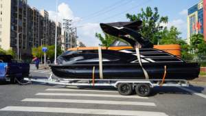 Nouvelle arrivée, meilleur prix, bateau ponton de luxe de 22 pieds en aluminium, modèle sport, avec deux moteurs et remorque, pour les loisirs en famille, à vendre - Product Image 2