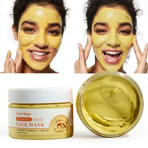 Krim Wajah Kustom Kecantikan Label Pribadi Lumpur Kunyit Masker Wajah Vegan Organik Turmural Kunyit Krim Tanah Liat Kunyit