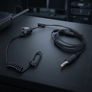 Écouteur acoustique de sécurité avec tube flexible, prise NATO 7,1 mm, audio clair, micro PTT intégré pour talkie-walkie, communication discrète - Product Image 1