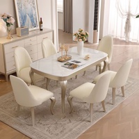 Ensemble de table et de chaises de salle à manger en bois massif de style américain, luxe léger, minimaliste français, pour salle à manger et restaurant