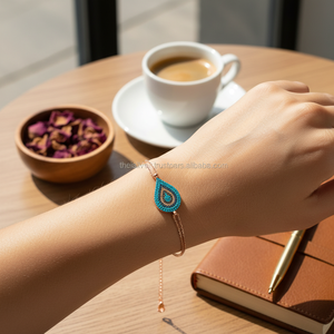 ลูกแพร์ตาเงินสเตอร์ลิงสร้อยข้อมือขายส่งงานฝีมือเครื่องประดับ - Product Image 3