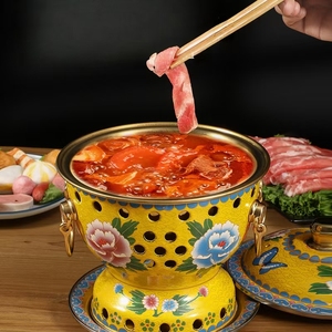 Scaldavivande singolo in rame puro cinese con smalto cloisonné per hot pot e picnic, all'ingrosso - Product Image 6