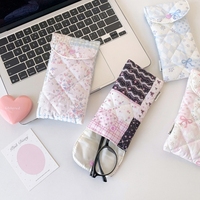 Kleine Blumenmuster-Brillentasche mit Gestepptem Baumwollfutter, Eine Niedliche und Tragbare Tasche zur Aufbewahrung von Sonnenbrillen