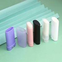 Tube de rouge à lèvres plat ovale transparent brillant de 15 g, emballage cosmétique rose, format voyage, conteneur de gloss à lèvres