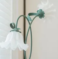 Vintage pastorale LED E27 lampadaires vert fleur forme verre appliques salon chambre moderne décoration de la maison debout