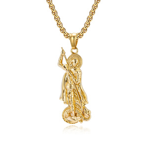 Colgante de San Jorge Matadragones para hombre, collar temático de acero inoxidable, joyería de regalo - Product Image 5