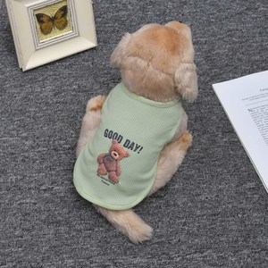 Chaleco para perro, ropa transpirable de verano con estampado de oso gofrado para cachorros y gatos, rosa, morado, blanco, amarillo, verde, azul - Product Image 4