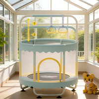 Trampoline Rond Sûr pour Enfants 1,5 m Intérieur/Extérieur avec Filet de Protection 1,6 m, Matériau PVC Souple Écologique et Durable pour Garçons et Filles