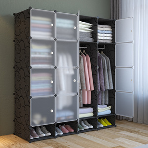 Lipat Diy kamar tidur penyimpanan portabel lemari pakaian desain plastik perempuan Kabinet gaya Master Online dibangun bayi rumah furnitur - Product Image 1