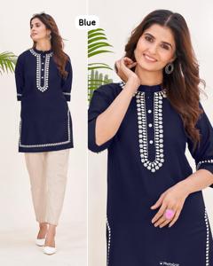 Tops occidentales de diseñador para damas con elegantes vestidos casuales de trabajo con bordado Kurti para Regula Wear de India - Product Image 5