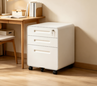 Meuble de rangement mobile verrouillable à 3 tiroirs en acier, unité de classement roulante avec roulettes et conception anti-basculement pour rangement latéral de bureau