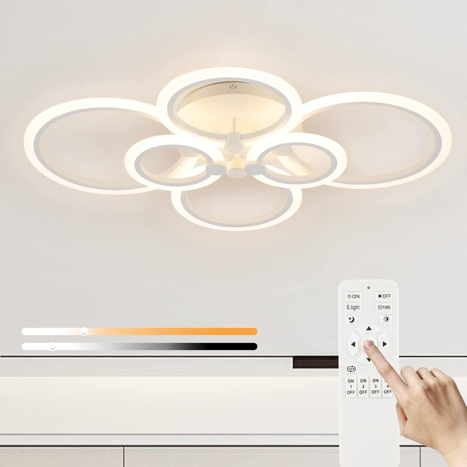 White 6 Heads Modern New Indoor Round Ceiling Lamps Bedroom Design Room Light Modern Ceiling Led Lights