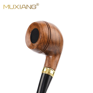 Muxiang Wooden Smoking Pipe Bent Type With Gold Ring For Tobacco Pipe Gift - Product Image 5