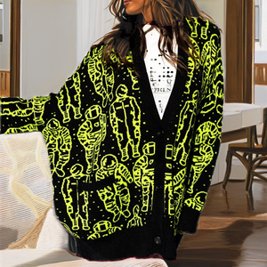 Suéter Cárdigan de Punto para Mujer, Marca Tiki Taka Sports, Otoño, Color Sólido, Casual, Cuello en V, Manga Larga, 300g, Transpirable, Viscosa, Directo de Fábrica - Product Image 2