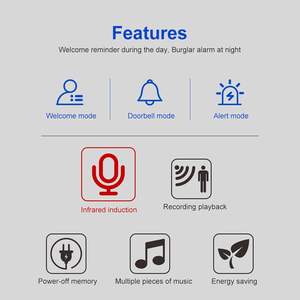 Sonnette sans fil avec capteur PIR pour magasin, alerte sonore pour maison, boutique et commerce - Product Image 5