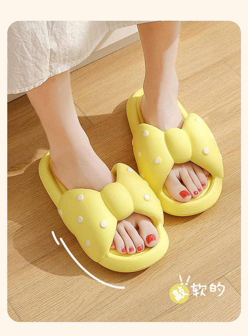 Summer Home EVA Slippers Bathroom Non-slip Thick Bottoming Cute Girls Bow Slides Sandals