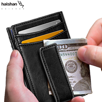 Porte-cartes magnétique élégant à double pli avec pince à billets pour homme, étui à cartes en microfibre, pince à billets professionnelle