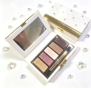 Cross border hot selling 5-color eye shadow diamond high gloss palette luxury leather <b>case</b> long effect eye <b>makeup</b> matte shimmer - Product Image 4