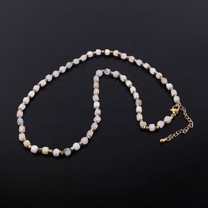 Collar Gargantilla de Alta Calidad para Mujer con Cuentas de Hematita Dorada y Piedra Natural de Gema en Cubo Facetado de 4 mm, Diseño Nuevo Resistente al Agua JNK9406 - Product Image 5