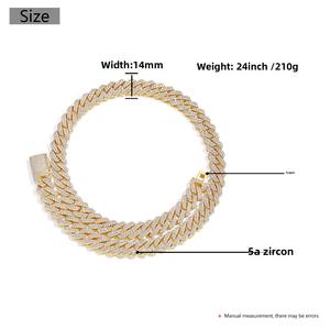 שרשרת חוליות מצופה זהב 18 קראט דו-שכבתית 14 מ\\\"מ בסגנון היפ הופ, מתנה אופנתית יוניסקס - Product Image 6