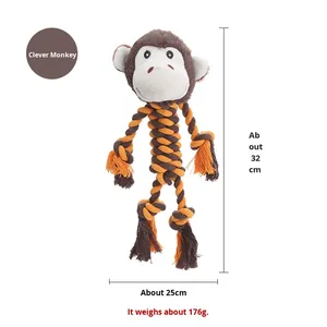 ของเล่นสุนัขแบบเคี้ยวได้ ทนทาน ทำจากผ้าพลัฌ ช่วยทำความสะอาดฟัน เป็นมิตรกับสิ่งแวดล้อม พร้อมเชือกฝ้าย ของเล่นบีบมีเสียงสำหรับสัตว์เลี้ยง เสริมสร้างปฏิสัมพันธ์ - Product Image 6