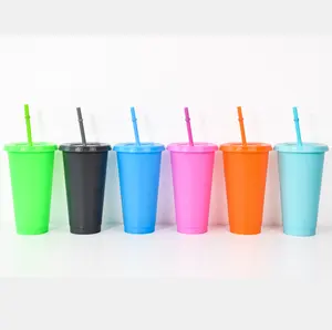 Tazas de plástico reutilizables que cambian de color, color mágico claro, sin BPA, se puede personalizar, 2022