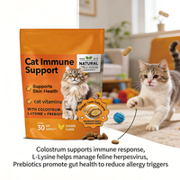 Soutien Immunitaire pour Chats : Complément Alimentaire à Croquer à la Lysine et au Curcuma pour la Santé Immunitaire des Chats, Riche en Protéines et en Oméga-3