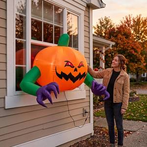 Calabaza inflable <span class=keywords><strong>de</strong></span> Halloween con ojos rojos <span class=keywords><strong>de</strong></span> 135 cm <span class=keywords><strong>para</strong></span> escalar ventanas, con luces LED aterradoras y ventosas, decoración interior - Product Image 4