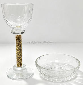 <span class=keywords><strong>Coupe</strong></span> Kiddouss en Cristal de Luxe avec Plateau, Tige Ornée de Pierres Précieuses, Gobelet <span class=keywords><strong>à</strong></span> Vin Esthétique pour Shabbat, Coffret Cadeau, Vente en Gros - Product Image 2