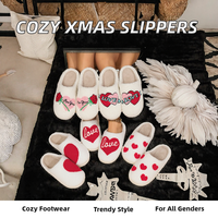 Chaussons en peluche de Noël douillets en coton avec semelle PVC Vibram, ornés d'éléments elfes, cerfs, Père Noël, sapins, pain d'épices et bonhommes de neige, pour femmes et hommes, pour l'été