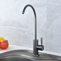 Robinet de cuisine gris bronze brossé, luxe discret, pour eau froide uniquement, 1/4 pouce, pour évier de table basse, compatible purificateur d'eau potable