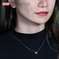 GIGAJEWE 7*9MM 3.5ct Pixel Cut White Solid Gold 9K/14K/18K Necklace Gold Color Moissanite Necklace,Pielx Necklace